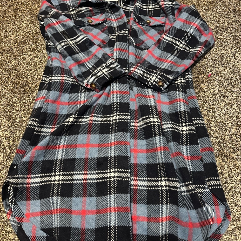Plaid Women's Jacket - Navy, Gray, and Pinkish Red